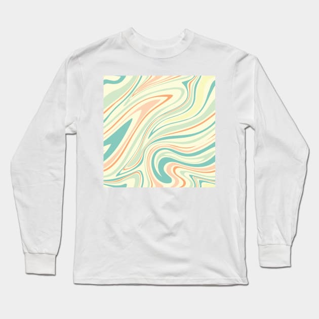 Groovy Swirling Liquid Pattern - Pastel Combo Long Sleeve T-Shirt by Charredsky